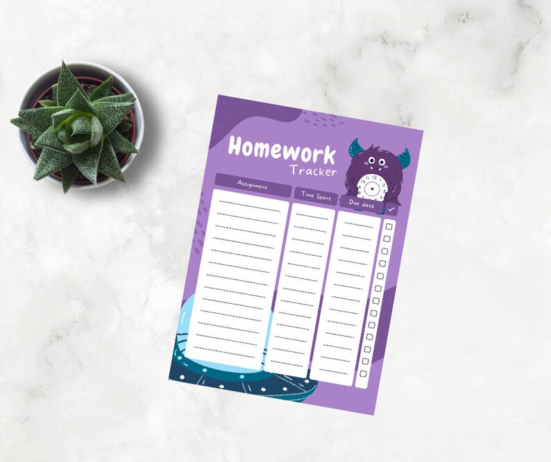 Homework Tracker Printable Download School Work Tracker Etsy Homework Tracker Printable Download School Work Tracker Etsy