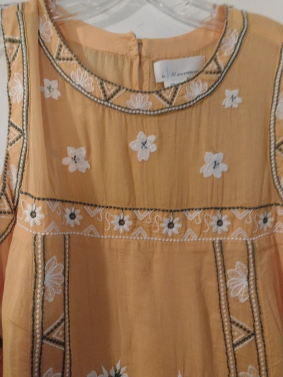 Anthropologie Yellow Embroidered Cotton Dress