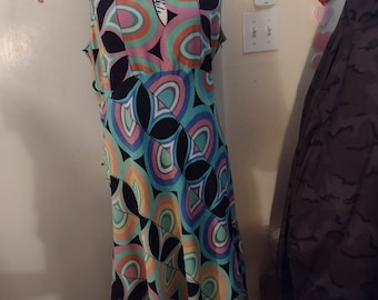 Anthropologie Multi Color Geo Print Midi Dress
