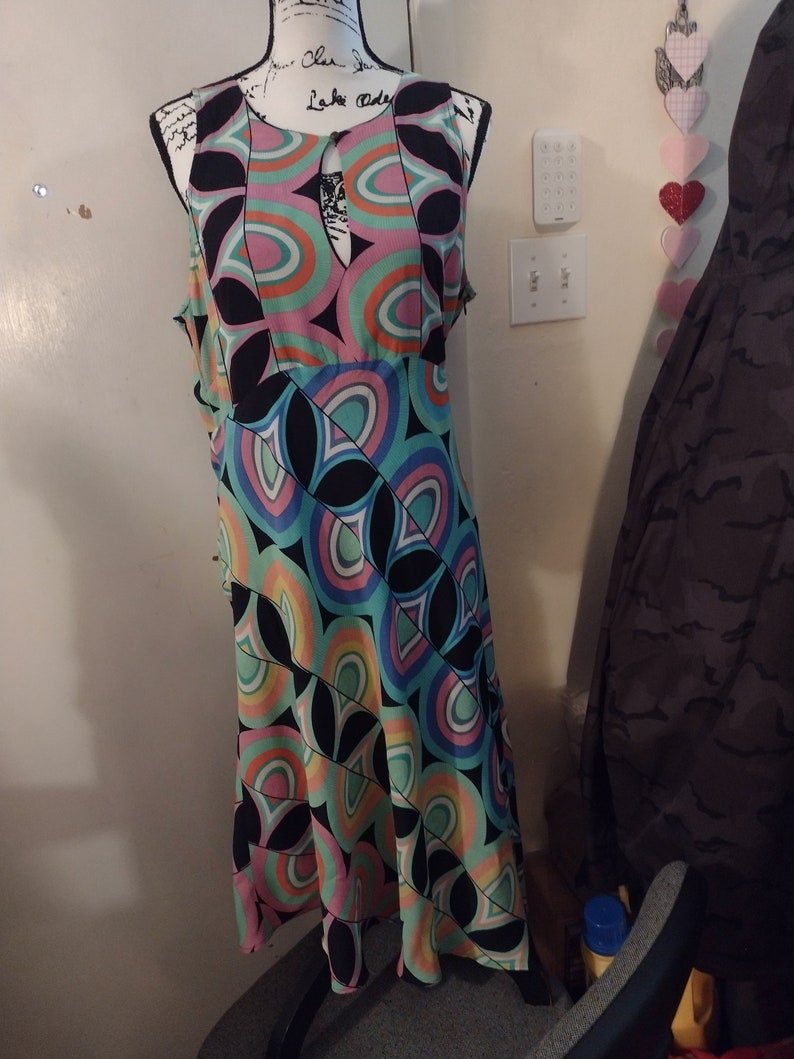 Anthropologie Multi Color Geo Print Midi Dress image 1