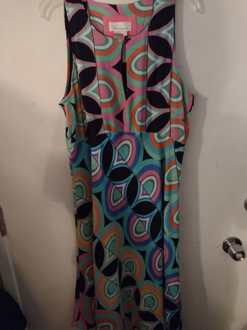 Anthropologie Multi Color Geo Print Midi Dress image 2