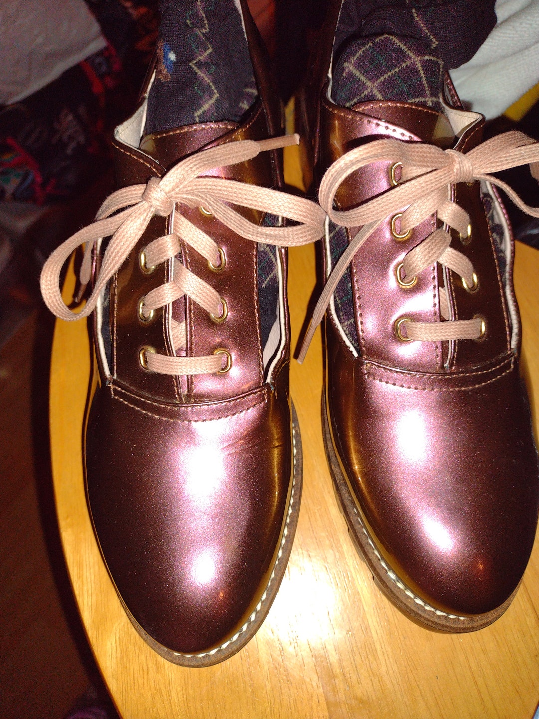 Miista Patent Leather Rose Gold Shoe Etsy
