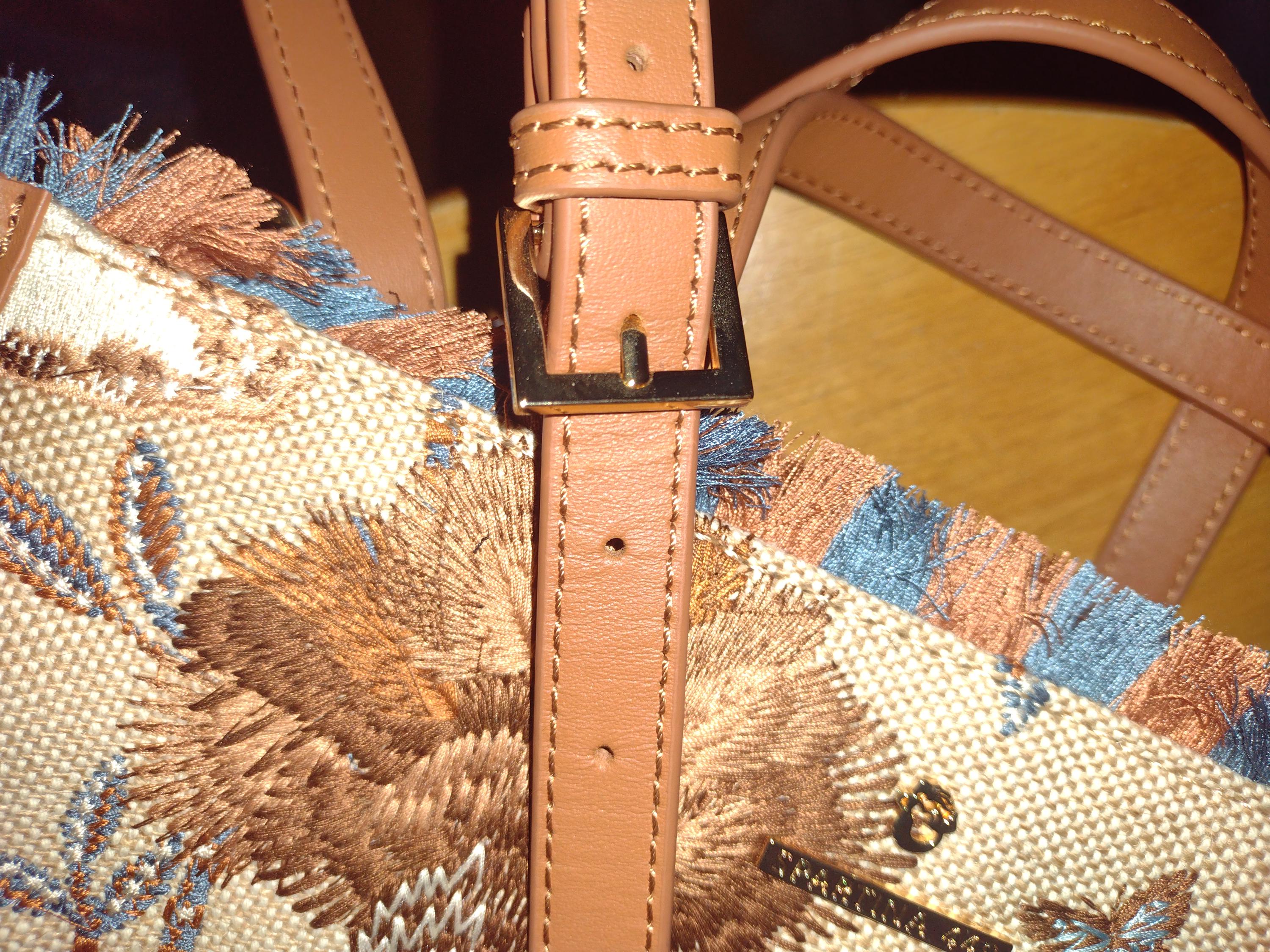 Spartina 449 Embroidered Purse Strap Replacement Boho Gold Hardware Embroidered Purse Strap Crossbody Strap for Purses Handbag  main image 3