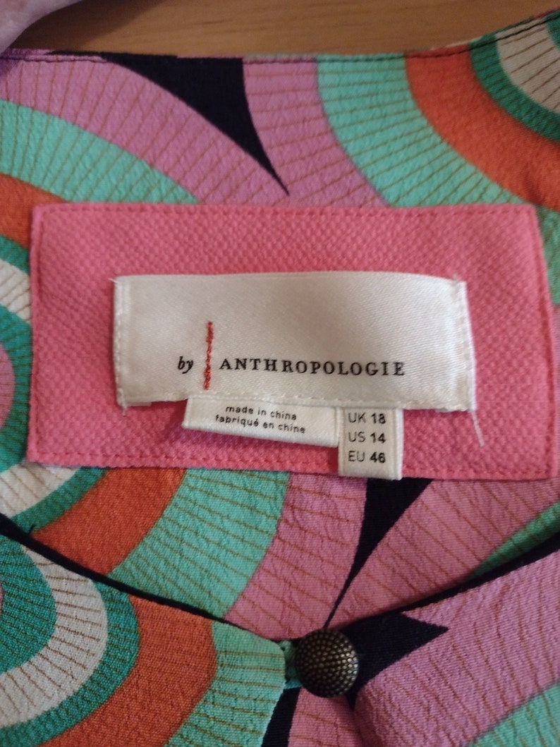Anthropologie Multi Color Geo Print Midi Dress image 5