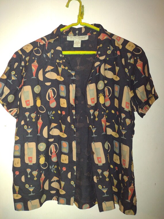 Vintage Tori Richard Womens Short Sleeve Silk Shir