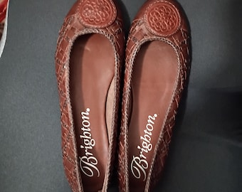 Brighton Caramel Woven Leather Flats