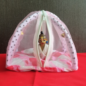 Laddu gopal mosquito net bed kit / machardani net bed / Soft net bed for deity idols / 0 To 6 No sizes / comfortable sleeping bed