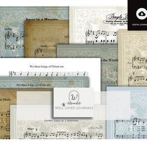 Christmas Sheet Music, Vintage Paper, Christmas Carols, Old Music, Grunge, Junk Journal, Scrapbook, Aged Paper, Digital Downloads