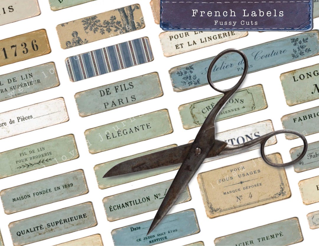 Vintage French Labels Printable Junk Journal Kit | French Mercerie ...