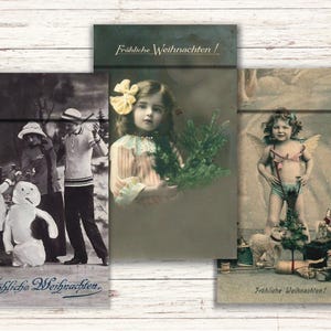 Frohliche Weihnachten - Envelopes, Imagens de cartões postais de Natal alemães, Natal vintage, Registro de lixo eletrônico, Download digital