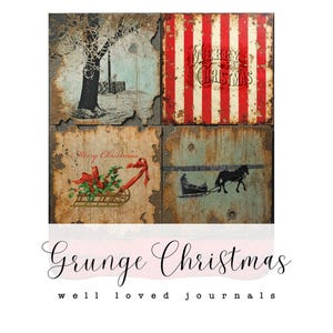 Grunge Xmas - Carte natalizie, per Junk Journaling, Scrapbooking, Crafting. Grungy, Rusty, Digital Printables