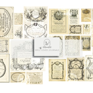 Trade Card Ephemera, kieskeurige bezuinigingen, kladpapier, 17e en 18e eeuw, vintage advertenties, scrapbooking, junk journalling, digitale download