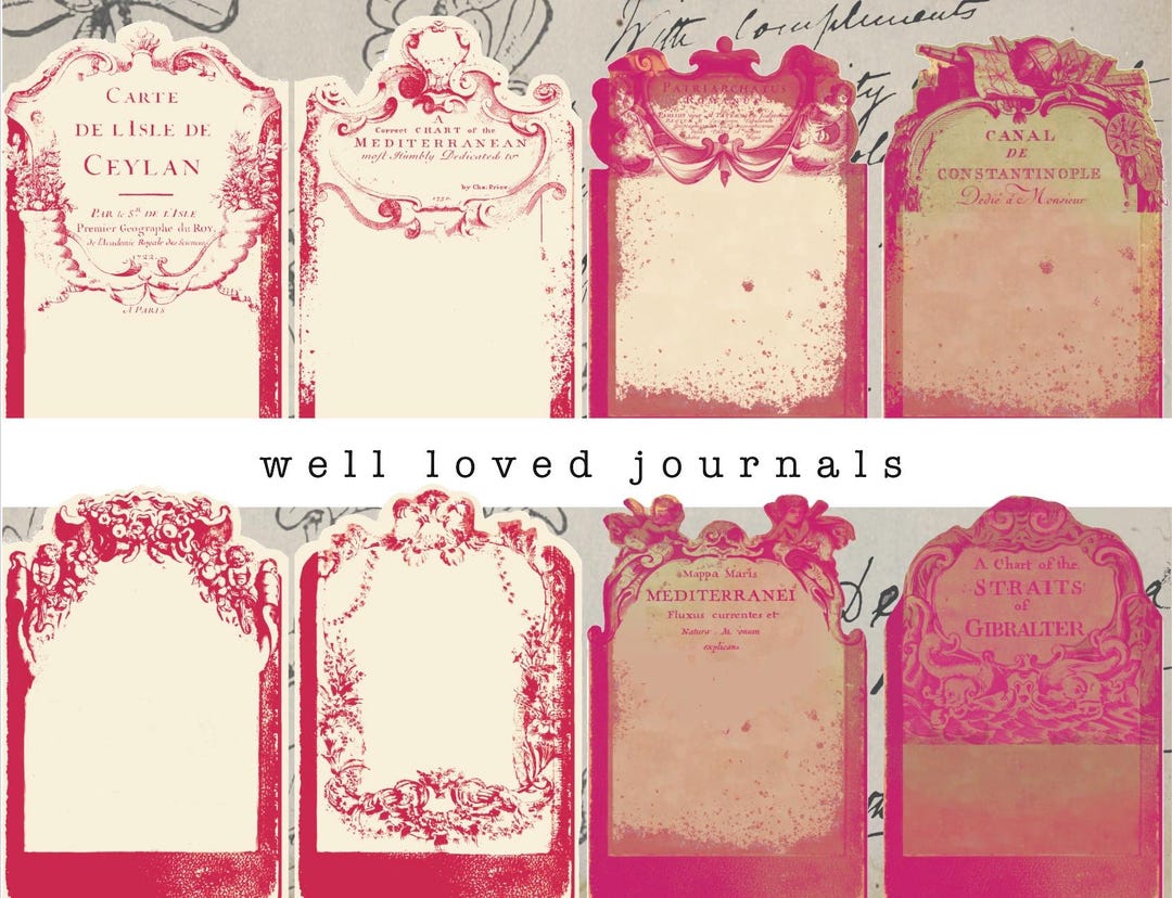 Vintage Journal Cards Printable Kit | Pink Ephemera, Writing Cards ...