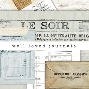 8 COLLAGE SHEETS and 10 French Documents - French Invoices, Papers - Digital Printables