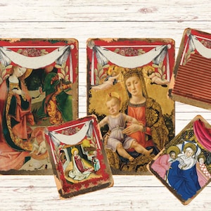 Nativity Journal Cards - Vintage Christmas Crafting, Religious Ephemera, Junk Journaling, Scrapbooking, Mary and Baby Jesus, Digital
