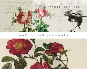 POSTALES FRANCESAS VINTAGE y papel de collage, San Valentín, Flores, Rosas, Verano, Diario basura, Scrapbooking, Descarga digital