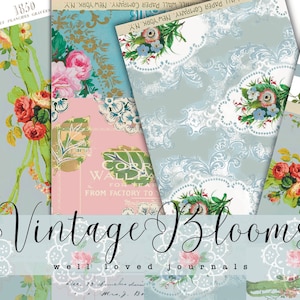 Vintage Blooms WallPapers - 20 Seiten für Junk Journaling und Bastelprojekte - Digitaler Download