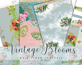Vintage Blooms WallPapers -  20 Pages for Junk Journaling and Crafting Projects - Digital Download