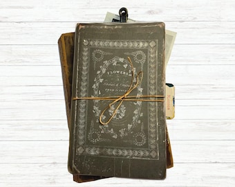 Old Style Notebook | Vintage Book | Flowers, 2 Sizes | for Junk Journaling | for Writing | Journaling or Drawing | Digital Printable