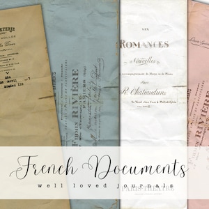 10 grote Franse documenten - Franse antieke papieren - digitale printables