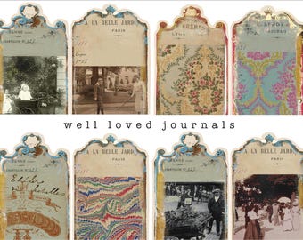 Vintage French Shaped Journal Cards Printable | Junk Journal Kit | 24 Designs in 3 Sizes | Collage Ephemera PDF & JPG