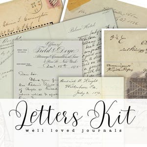Kit de cartas vintage 01 - 35 páginas de coisas efêmeras autênticas dos anos 1800 e 1900