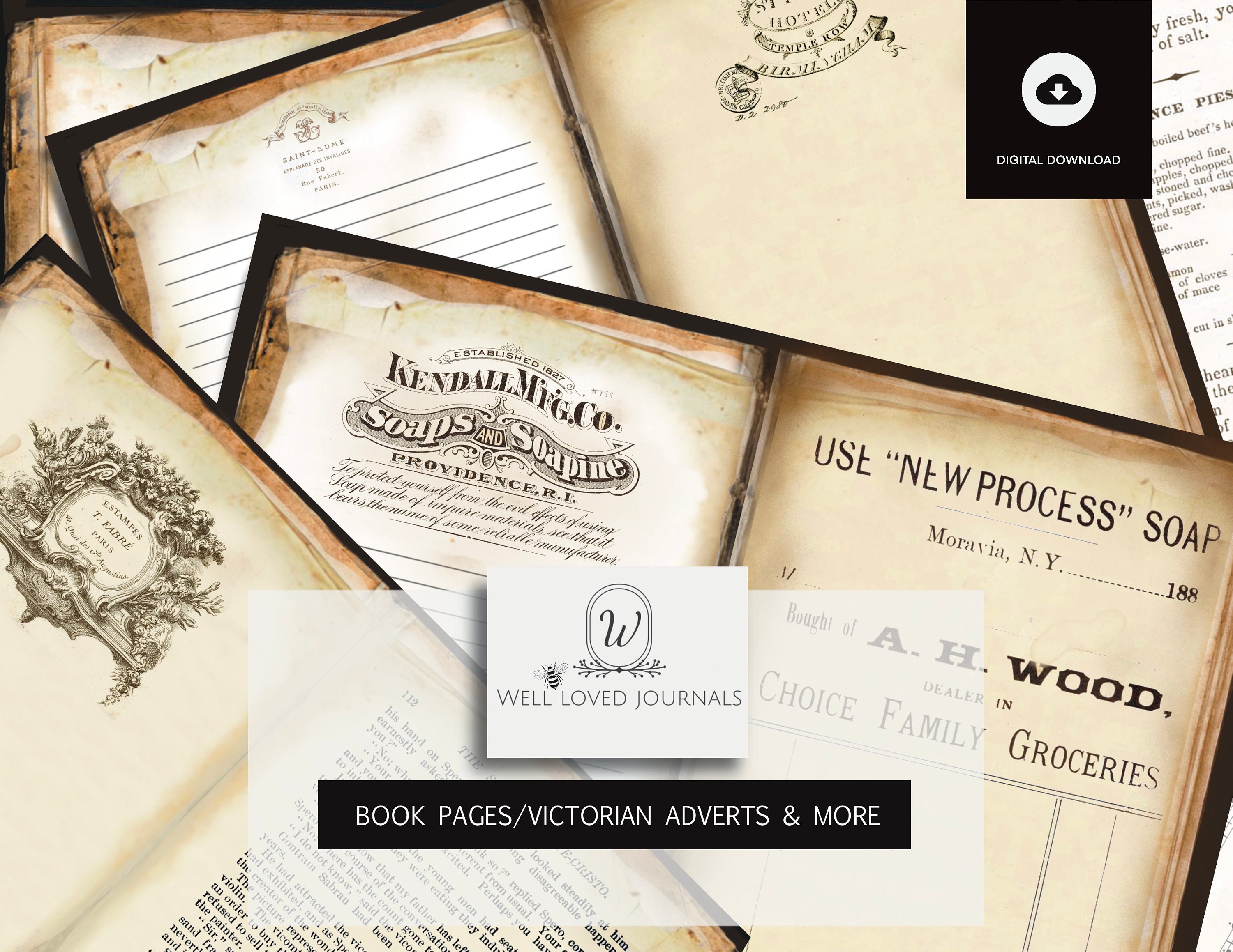 GRUNGE AGED JUNK Journalling pages, Printable Papers, Pages, Journals, Aged Paper,Scrapbooking, Adverts, Digital  Paper, Printable  Download