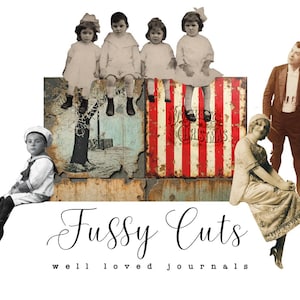 fussy cut images of vintage people, ephemera for junk journals & scrapbook, images for decorating journaling cards, digital download