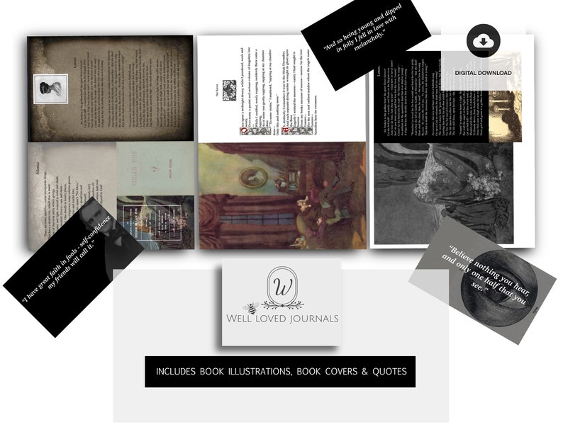 Edgar Allan POE Printable Kit Poems Illustrations Book - Etsy