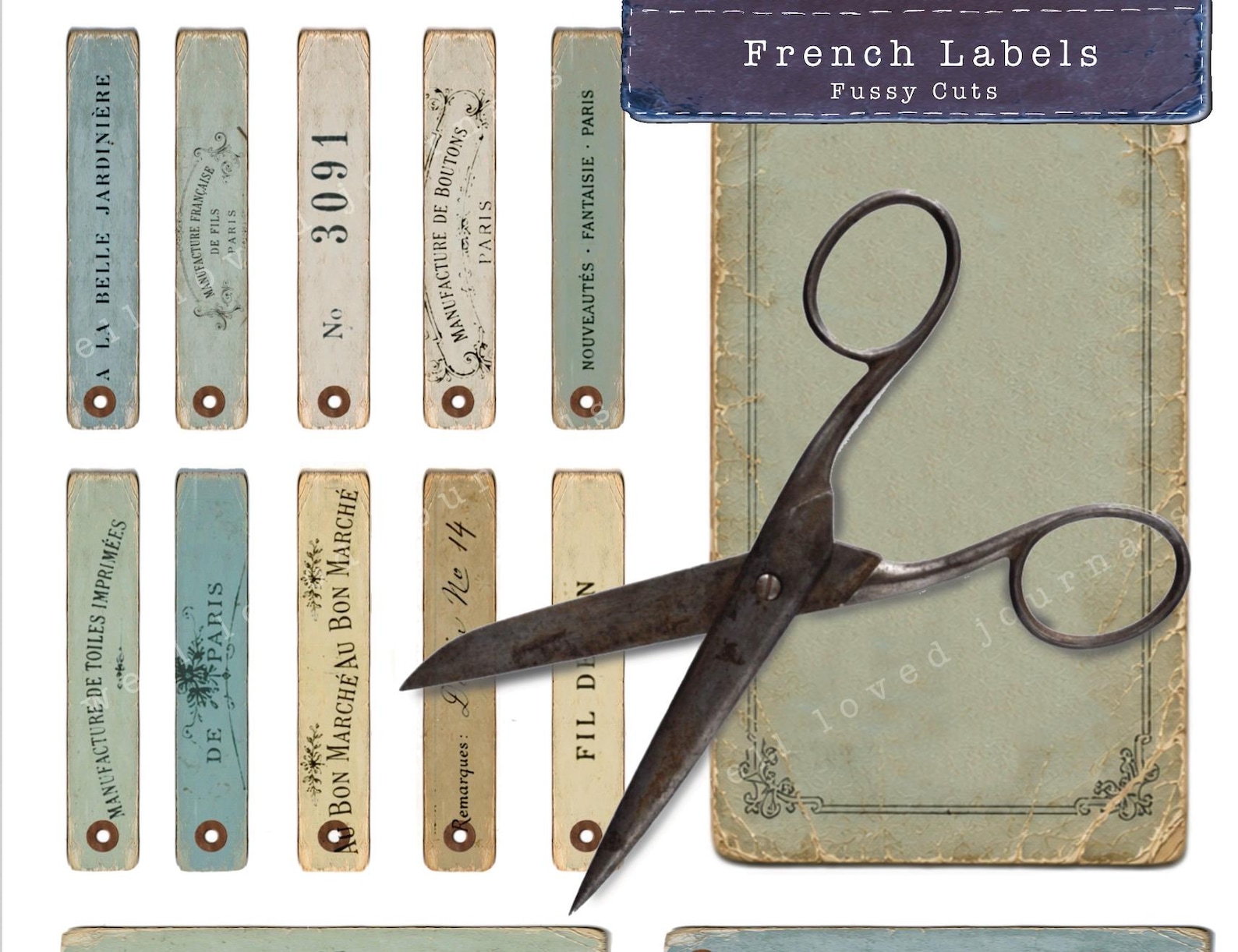 Vintage French Labels Printable Junk Journal Kit | French Mercerie ...