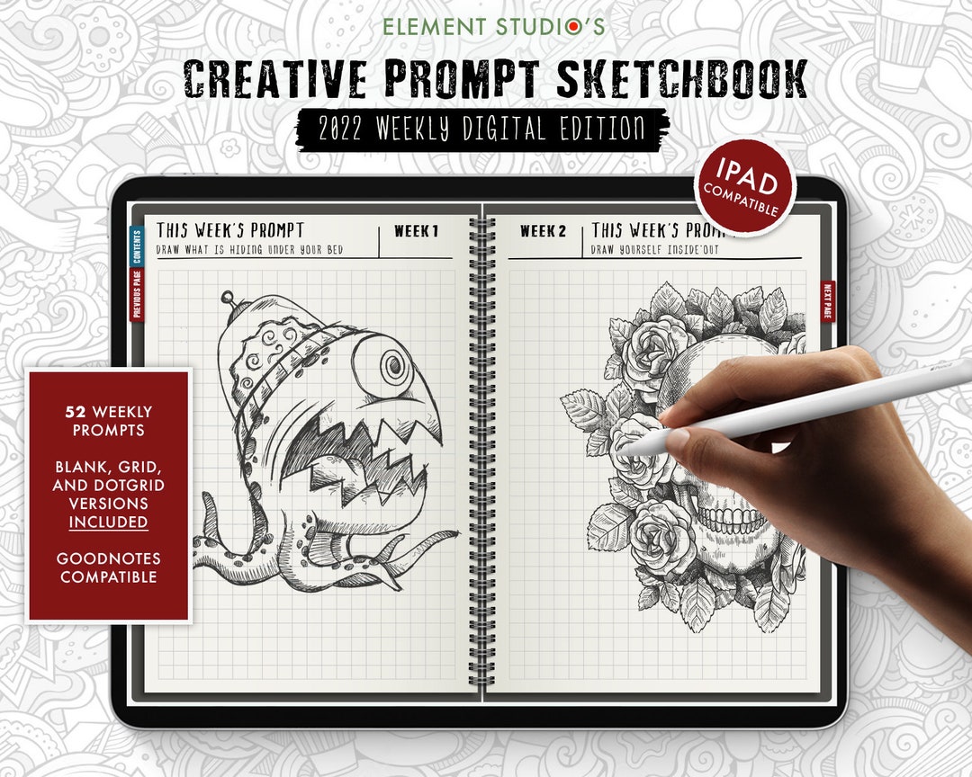 Weekly Digital Sketchbook for iPad Goodnotes Notability Samsung With 52