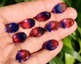 AAA+Multi Bi-Color Mystic Doublet Quartz,Handmade Faceted Oval Shape Cut Stone,Doublet Quartz,Loose Gemstone 14x18mm 10 Piece jewerly making