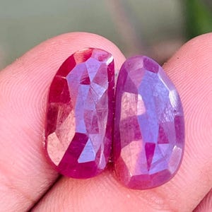 Natural Ruby Pair: Rose Cut Gemstone Supply, 13 Carat