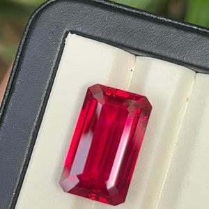AAA+++ Top Quality Lab Grown Blood Red Ruby, Hydrothermal Baguette Shape Loose Gemstone, Blood Red Ruby, July Birthstone for Jewelry Making
