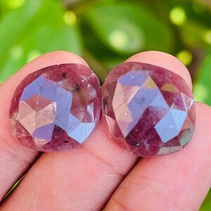 Rose Cut Ruby Gemstone Pair: Loose Faceted Rubies, July Birthstone