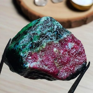 Ruby Zoisite Raw Stone, Natural Anyolite Crystal Healing Gem, Green and Pink Mineral Specimen, Metaphysical Stone, Wire Wrapping Supply