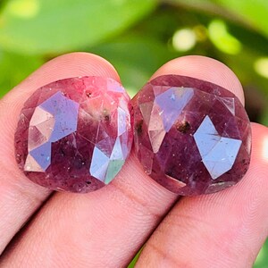 Rose Cut Ruby Gemstone Pair: Loose Faceted Rubies, July Birthstone