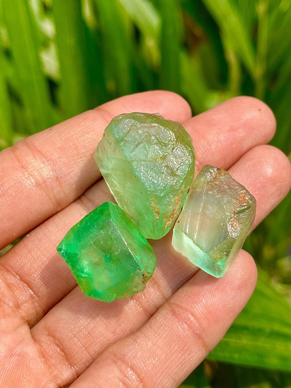 Raw Lime Green Fluorite Crystals: Rough Mexico Stone