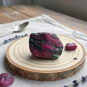 Pedra Bruta de Zoisita Rubi, Gema Natural de Cristal de Aniolita para Cura, Espécime Mineral Verde e Rosa, Pedra Metafísica, Material para Enrolamento de Arame