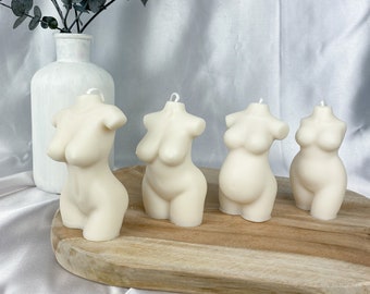 Body candle, torso candle made of rapeseed wax, body candle, white