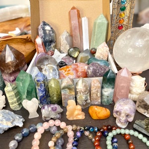 High Quality Crystal Mystery Box - Intuitively choosen for you. Options for theme or notes about favorite crystals. Different sz available!