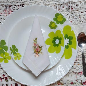 Handmade Embroidered Linen Napkin: Floral Dinner Party Table Decor