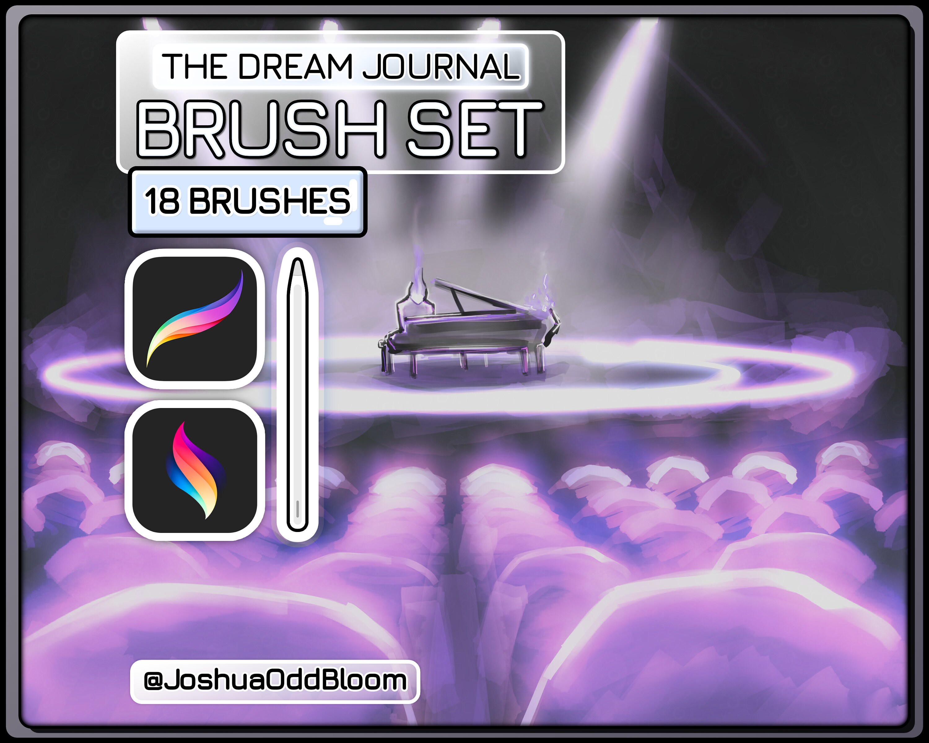The Dream Journal – 18 pinceles para Procreate y Procreate Dreams en iPad (lápices, marcadores, capas, plumas)