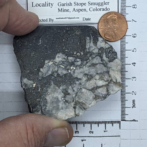 Silver native specimen, Pearcetite,Barite from a historic  Aspen Colorado  Smuggler mine. Rare ore sample