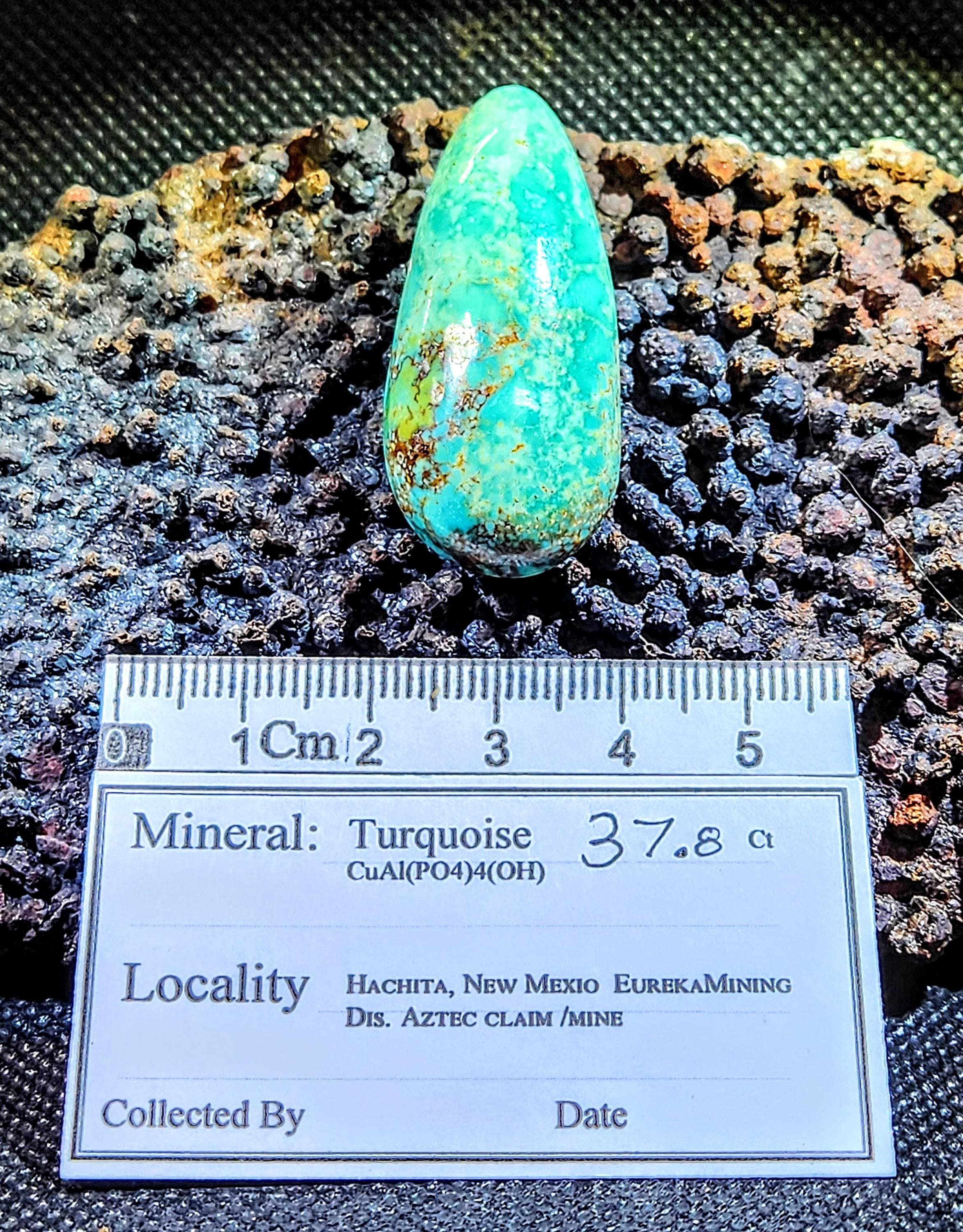 Turquoise Hachita, Aztec Claim, Eureka Mining District, Grant