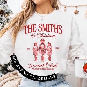 Custom Matching Family Christmas Sweatshirt, Family Group Sweater, Personalized  Last Name Holiday Sweater, Christmas Crew Social Club Gift