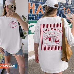 Custom Beach Bachelorette Comfort Colors Shirts, Bikinies And Martinis Bachelorette Merch, Personalized The Bach Club Shirts Girls Weekend