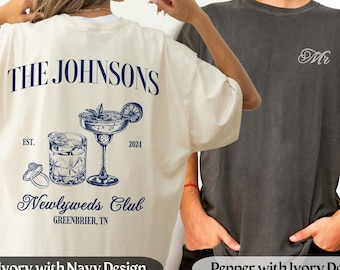 Newlyweds Shirts, Just Married Comfort Colors Shirts, Custom Name Honeymoon Tshirt, Mr and Mrs Tees, Honeymoon Club Shirts, Couple Tee