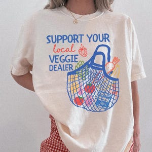 Camiseta Vegetariana para Mercado de Agricultores, Camiseta de Praia para o Verão, Camiseta Comfort Colors para Apoiar o Seu Comerciante Local de Vegetais, Camiseta de Frutas para o Verão para Meninas com Tomate