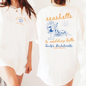 Seashells and Wedding Bells Custom Beach Bachelorette Tshirt, Last Toast On The Coast Bridal Party Shirts, Personalized Matching Merch